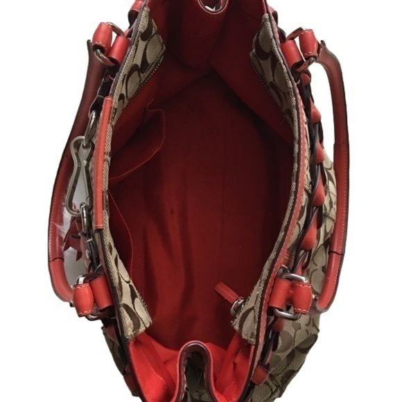 Coach Hamptons Signature C Orange Leather Purse - Picture 15 of 15